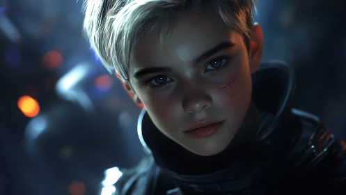 Youthful pilot portrait studies cinematic sci‑fi rim lighting