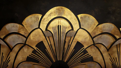 Gold Art Deco fan pattern with bold black accents