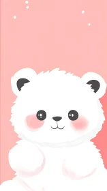 Cute white bear illustration against soft pink background