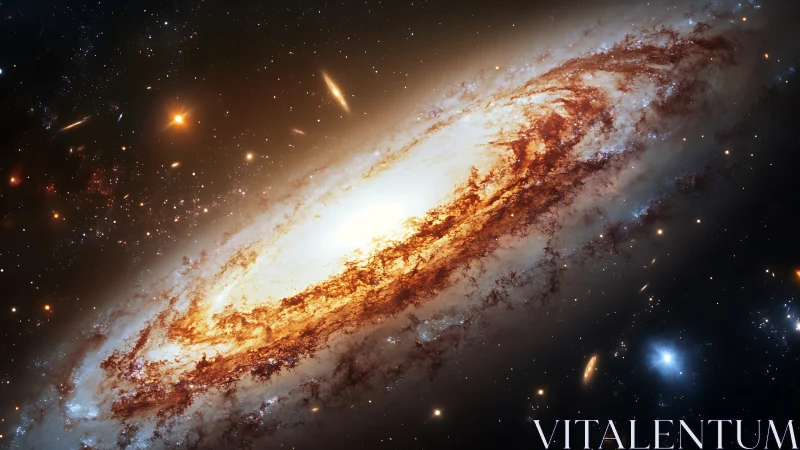 Gentle spiral galaxy glowing like a cosmic campfire.