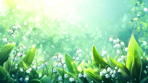 Lily of the Valley Floral Garden Illustration