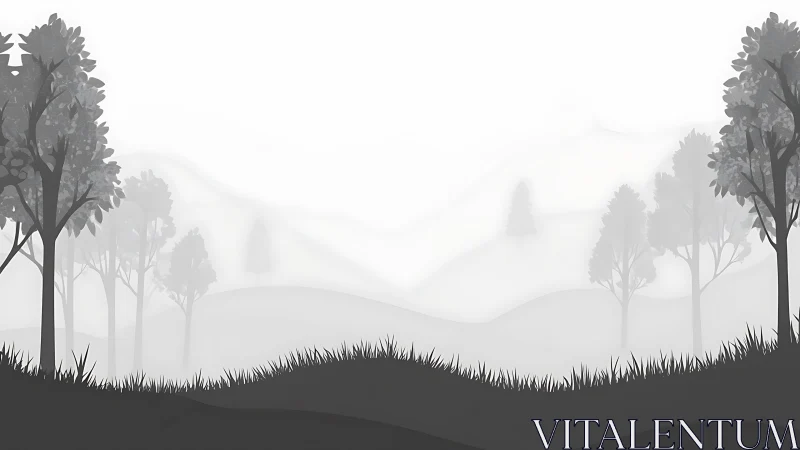 Misty Morning Escape Through Woodland Layers.