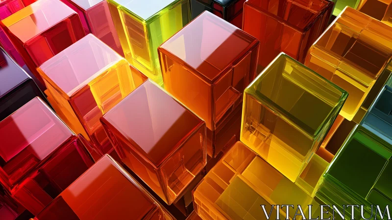 Colorful glass cubes glow together in a bright, playful grid