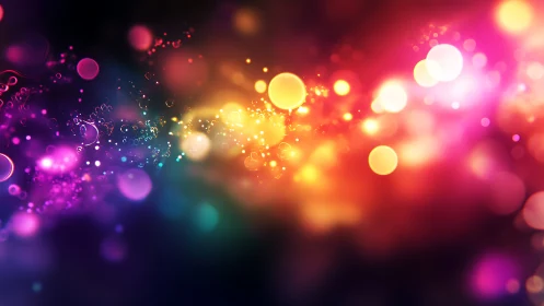 Glow of drifting lights across a dreamy night sky.