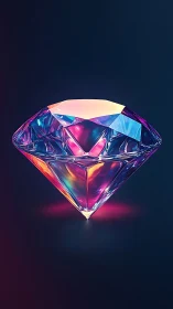 Prismatic neon diamond suspended over deep midnight void.