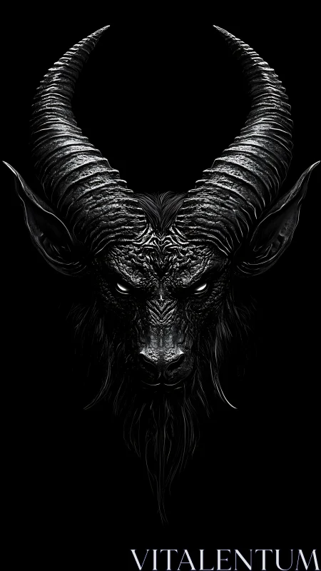 Midnight horned demon emerges from the void in glinting shadow.