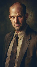 Weathered detective studies you through painterly shadow