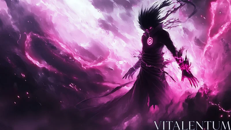 Void mage channels violent neon magenta storm power.