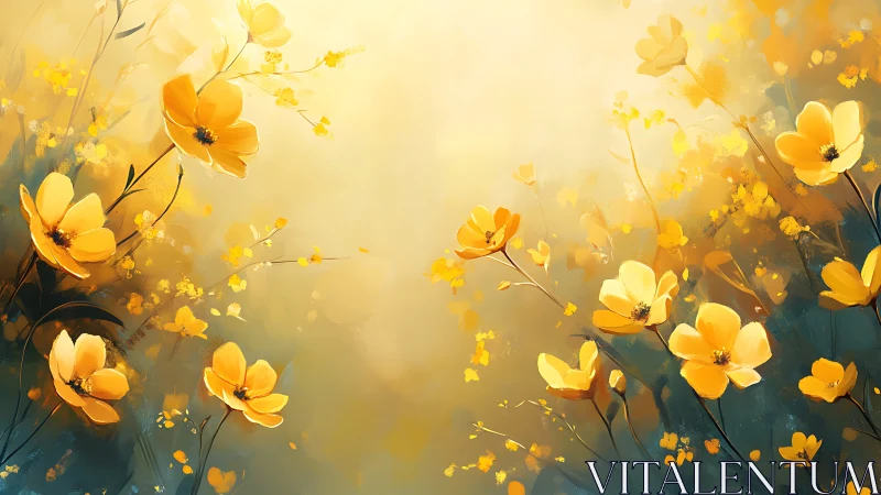 Yellow Floral Composition with Soft Light Diffusion