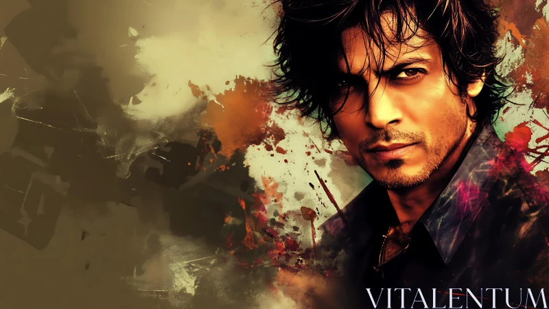 Male portrait integrated with abstract splatter background