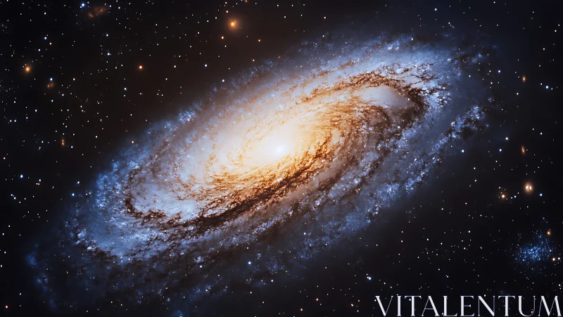 Spiral galaxy with bright central bulge in deep star field