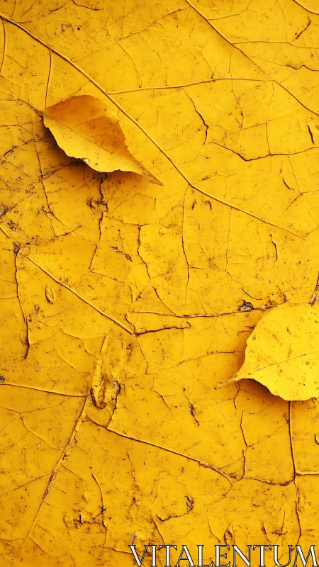 Macro study isolates cracked yellow autumn leaf surfaces