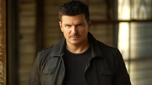 Photorealistic male portrait in industrial window light.