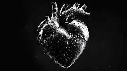 Anatomical Heart Rendered as Detailed Medical Illustration.