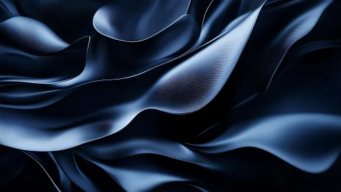 Dark blue abstract silk waves with smooth, modern digital texture.
