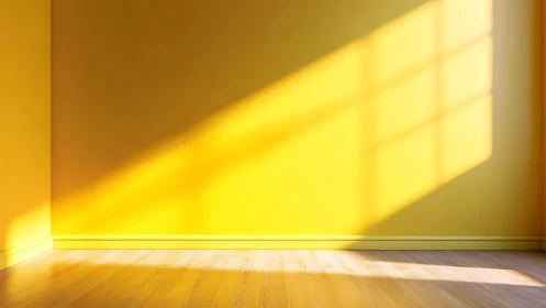 Sunlit yellow wall with oblique window projection geometry.
