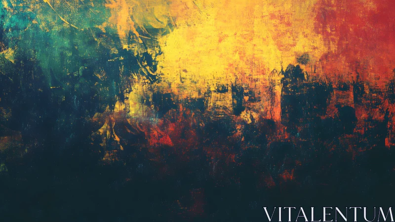 Vibrant Abstract Cityscape Painting with Bold Textures.