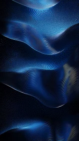 Parametric blue waveforms with luminous point cloud modulation.