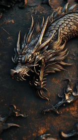 Molten bronze dragon curling across a weathered stone wall.