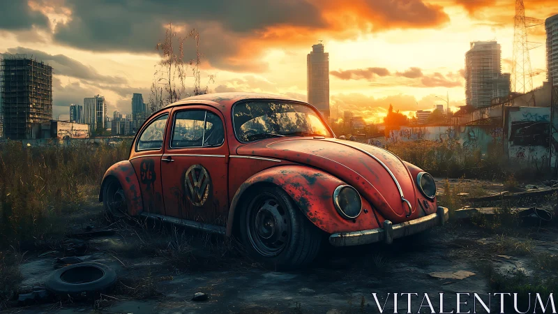 Rust kissed red beetle dreaming at the edge of tomorrow.