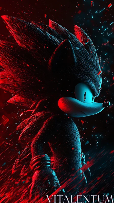 Kinetic side-profile of stylized speed creature in red flux.