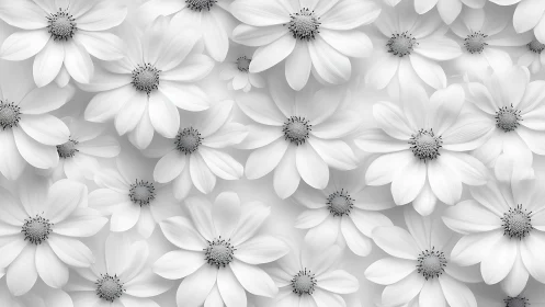 White Daisy Blooms Fill the Frame in Elegant Monochrome Splendor