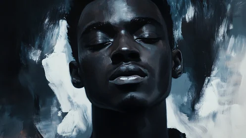 Midnight dreamer drifting through brushstroked quiet skies.