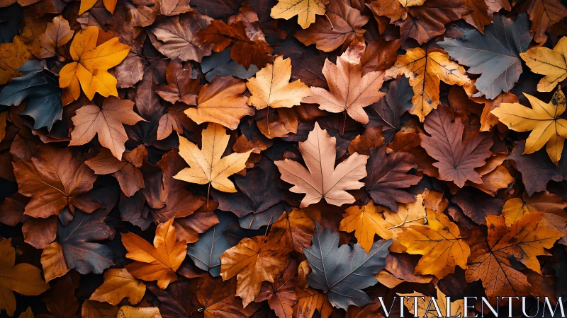 Golden rustle of fallen autumn leaves in warm layers.
