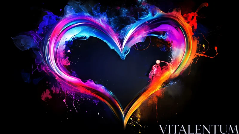 Neon Heart Shape with Flowing Luminous Energy
