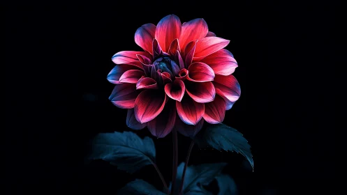 Neon-Illuminated Dahlia with Chiaroscuro Lighting and Chromatic Separation