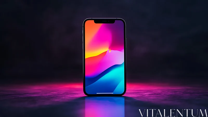 Smartphone with Vibrant Gradient Wallpaper Display