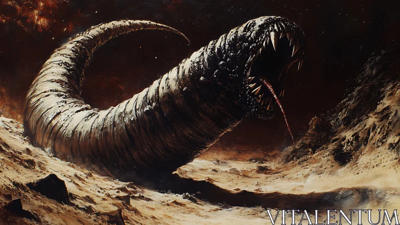 Sandstorm colossus erupts, shredding silence with obsidian fangs