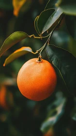 Sun-ripe orange pauses mid-orchard, glowing like a lantern