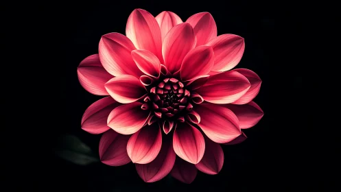 Pink Dahlia Bloom Against Black Background