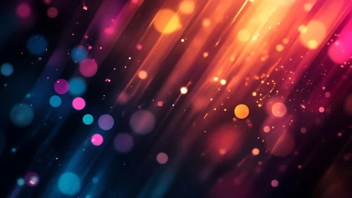 Vibrant abstract light streaks and bokeh in digital art style.