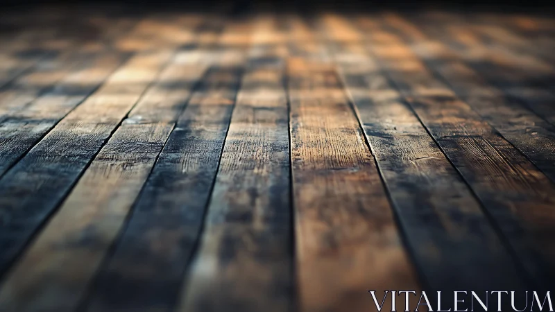 Rustic Wooden Floor with Warm Lighting in Artistic Focus.