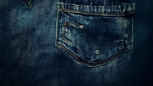 Weathered Denim Pocket Detail: Textile Macro Photography.