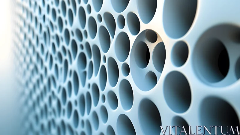 Abstract close-up of 3D perforated surface with soft lighting.