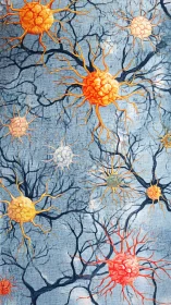 Neural networks rendered as branching cosmic cells on blue.