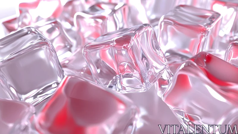 Transparent cubic ice forms are rendered with pink highlights