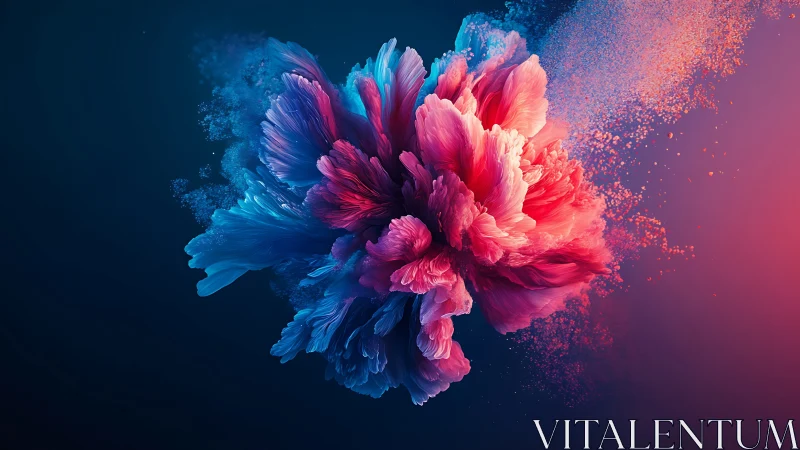 Vibrant abstract bloom erupts in neon pink and cyan light