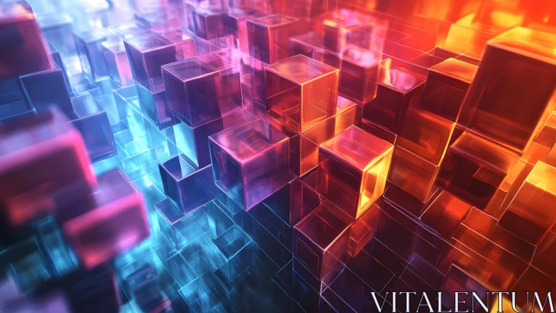Vibrant 3D Glass Cubes in Abstract Digital Art Style.