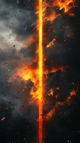 Catastrophic Particle Collision Event with Luminous Energy Beam