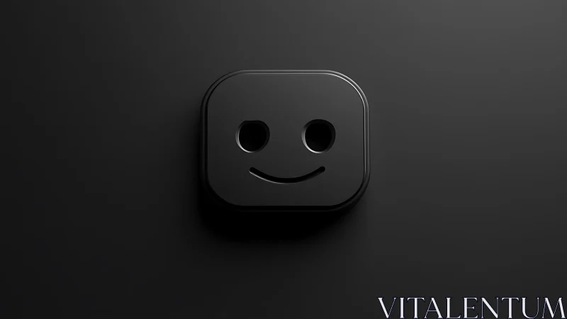 Matte black rounded square icon with simple smile face.
