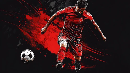 Crimson striker slices through darkness with a blazing volley