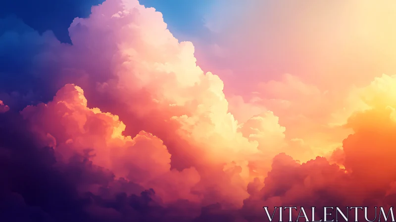 Sunset clouds glowing in dreamy pastel twilight sky.