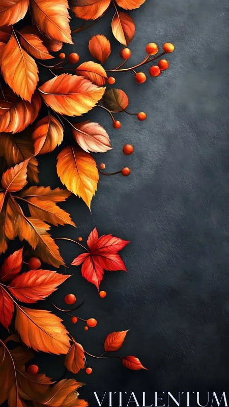 Autumnal leaf array with high contrast chromatic rendering.