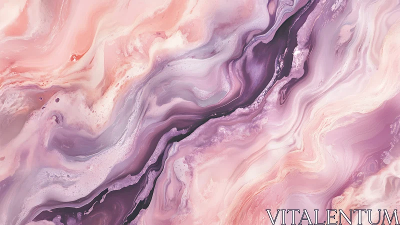 Swirling rose quartz fluid abstraction with marbled currents.