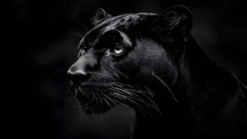 Obsidian Gaze: A Panther's Penetrating Portrait.