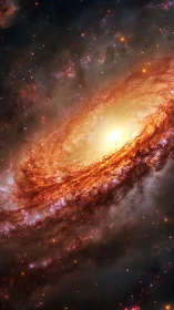 Spiral galaxy core rendered in luminous nebular detail.